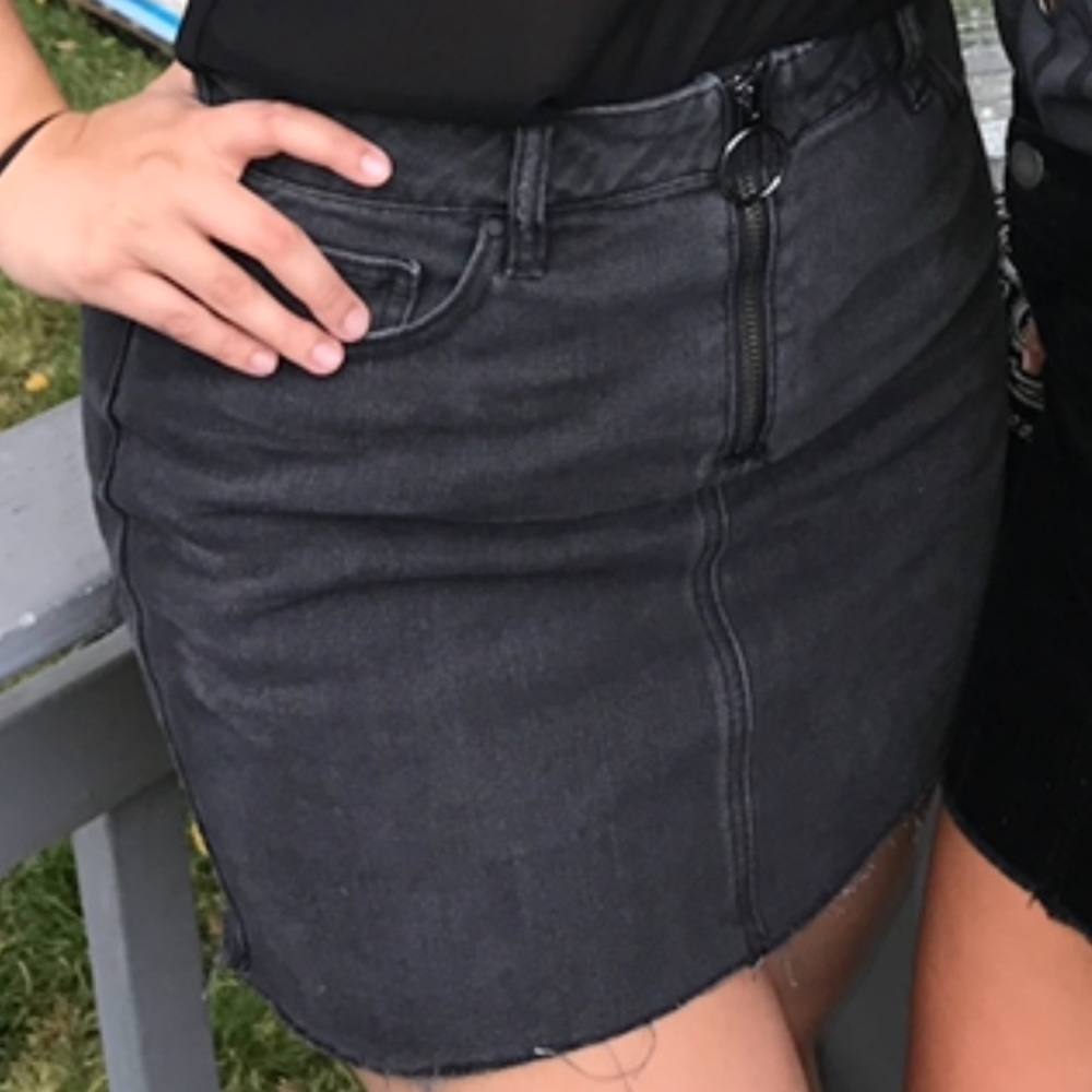 black mini jean skirt
